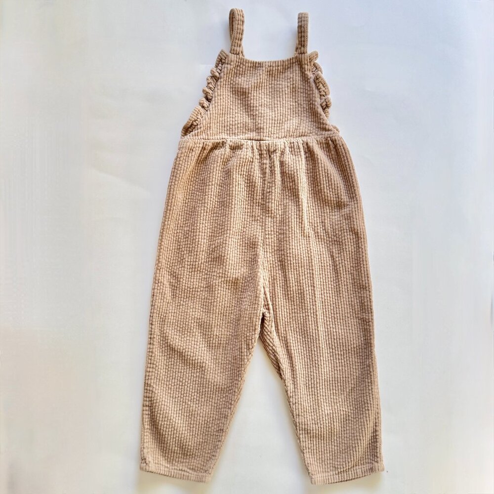 Zara Corduroy Ruffle Overalls 2-3Y 3T Beige Fall Pumpkin Patch Neutral Toddler